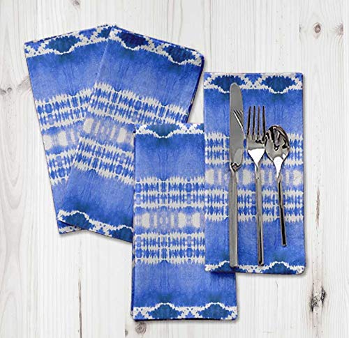 Servilletas de tela azules tie-dye 18x18 pack 6 miniatura 6