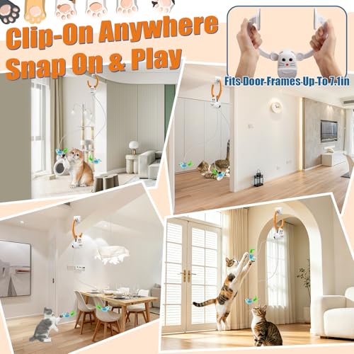 Image of Interactive Cat Toys for Indoor Cats, Automatic Flying Bird Feather Wand Toy for Chase Exercise Enrichment, Rechargeable Durable Safe Hanging Cat Toy for Bored Kittens & Adult Cats