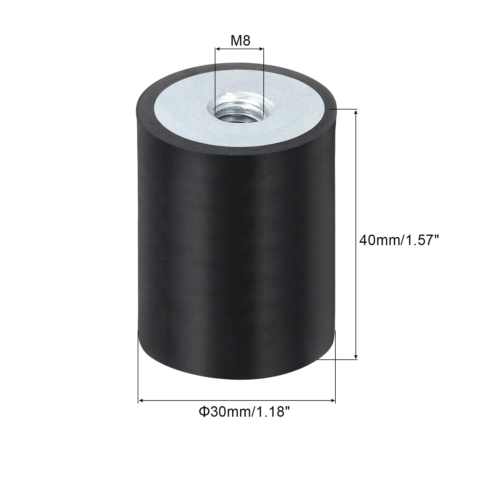 sourcing map Lot de 4 supports en caoutchouc femelle M8 30 x 40 mm, isolateurs de vibrations, remplace les coussinets anti-vibrations plats et silencieux