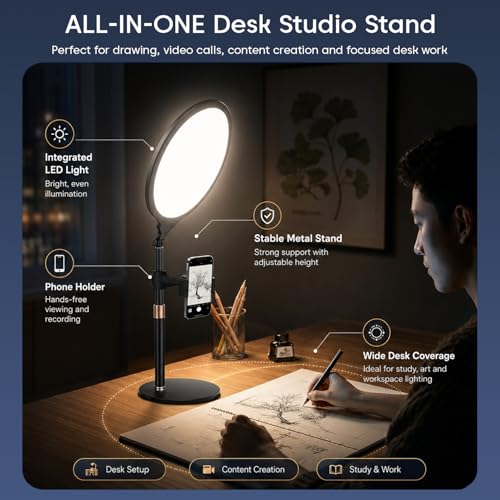 Image of Sounce Adjustable LED Video Light with Extendable Stand | 120 LEDs | 1455 Lumens | 5 Colour Temperatures 3200K-5600K | for Photography, Live Streaming & Content Creation