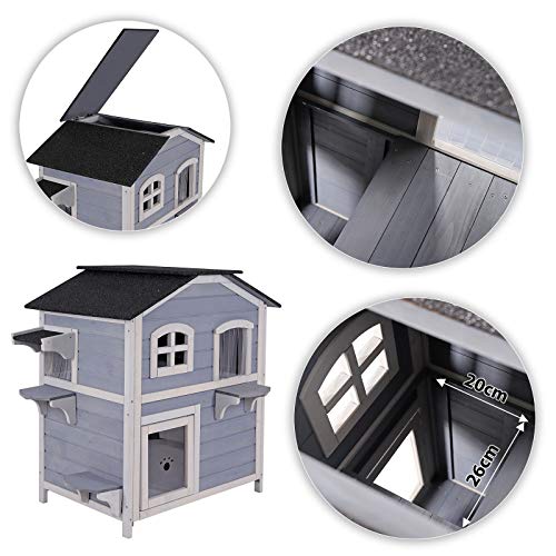 Miniatura 5 de Lionto Casa En Forma De Cueva, Villa Para Gatos, Cabaña 80x55x90 Cm, Recinto Gris