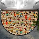 FengQuGou Ethnic African Half Round Door Mat Indoor Entrance 24"X 36" Funny Women Semi Circle Floor