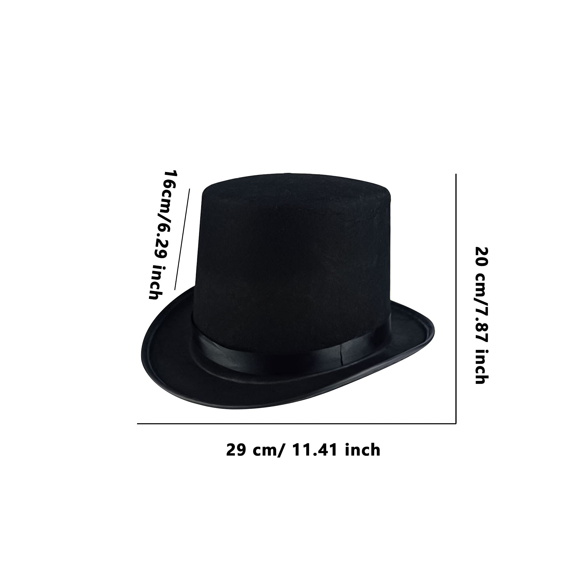 SGBETTER 4 Pack Black Top Hat Felt Tuxedo Costume Coachman Magician Hat for Halloween Party Dress Up Circus Accessories