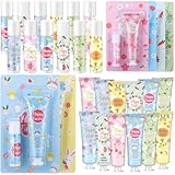 Loopeer 12 Sets Easter Basket Stuffers Bulk Hand Cream and Lip Balm Set Easter Basket Fillers Gifts for Adults Coworkers Women Men Spring Party Favors Travel Size Lotion Goodie Bag Gifts