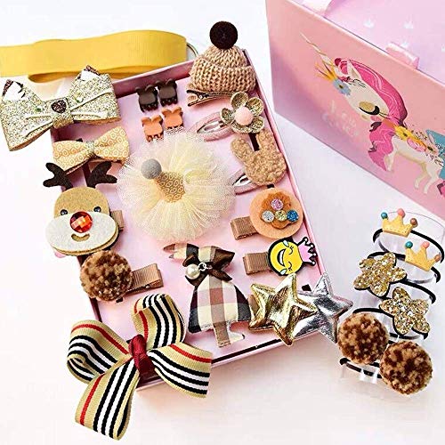 NFACE 24pcs Set de regalo Accesorios para el cabello Baby Little Girls Clips para el cabello Arcos Barrettes Horquillas para el cabello Set Set (Yellow Mixed Color-K Style) Cover