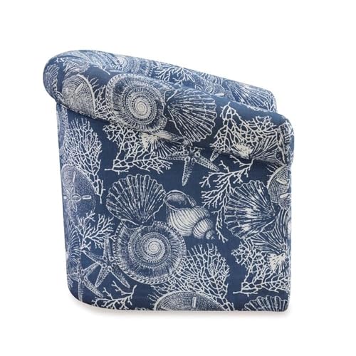Sillón giratorio con tapizado azul y patrón marino miniatura 5