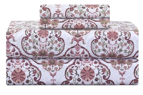 Feather & Stitch 500TC Queen Damask Bed Sheet Set, 4pcs