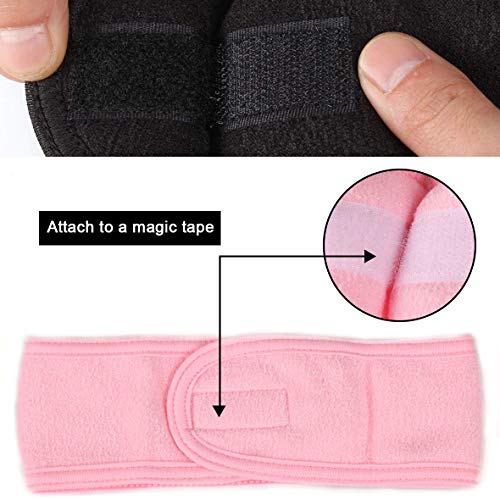 Voarge Juego de 3 diademas de maquillaje, ajustables, toalla elástica de rizo con cinta mágica para lavar la cara (blanco, negro y rosa) - imagen 2