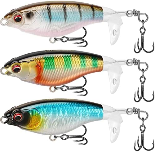 TRUSCEND Fishing Lures for Bass Trout Double Floating Rotating Tail Topwater Whopper Swimbaits Bass Lures Freshwater Saltwater Bass Fishing Plopper Lures Kit Lifelike Fishing Gifts for Men
