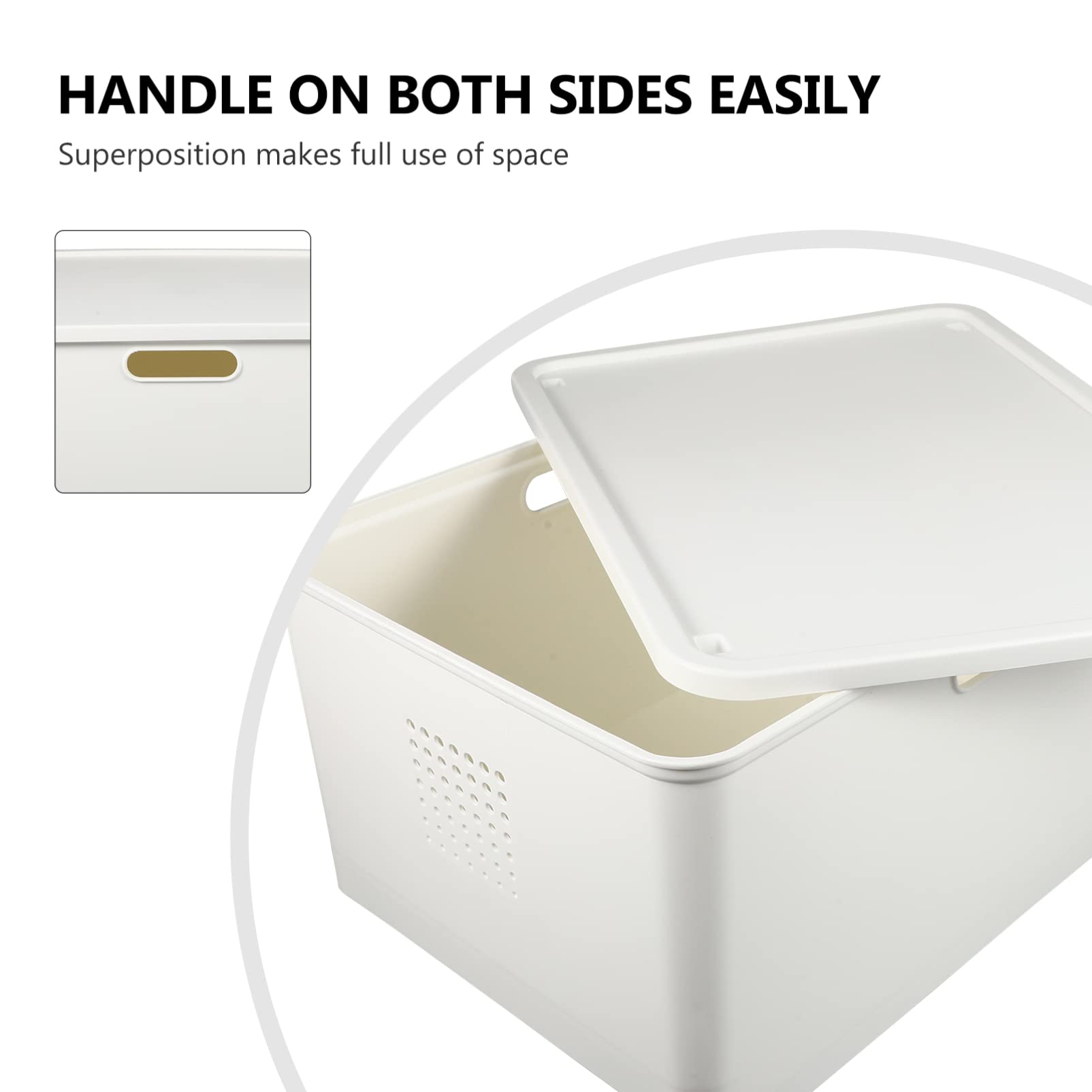 Amosfun Kunststoffbox mit Deckel aus Pp Weiße Aufbewahrungsbox für Haushaltswaren und Kleinteile Schlichtes Design für Ordnung im Zuhause