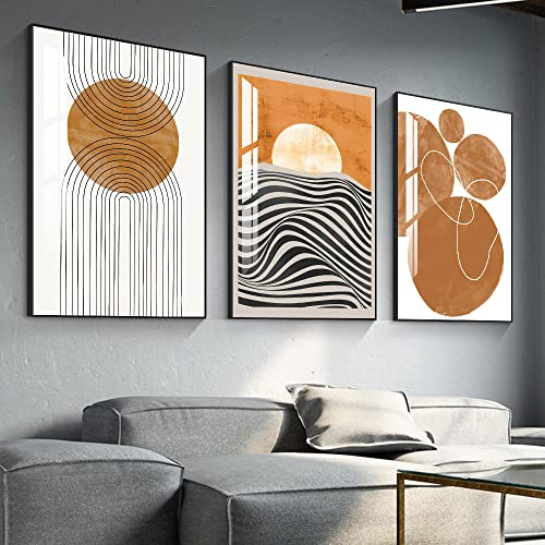 Wall Art Canvas Wall Art Framed Wall Art Simple Abstract Wall Art 16 "X 24" Black Frame 3 Piece Suite Suitable For Living Room Bedroom Bathroom Dining Room Kitchen Office Wall Decor Aesthetic Wall Art (Orange, 24 "X 32" X 3 Pieces) #TOP1