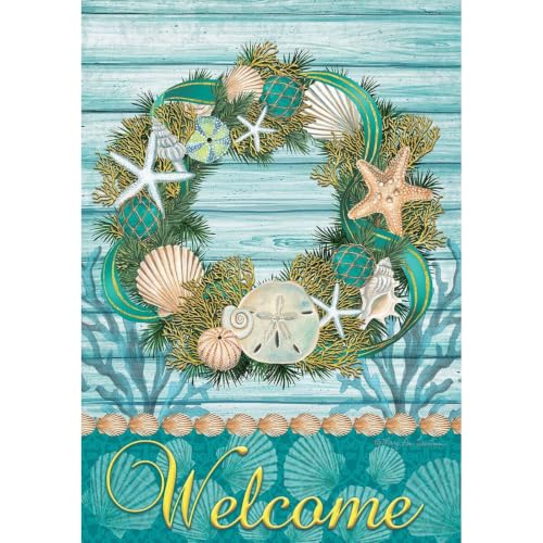 Briarwood Lane Coastal Wreath Summer Garden Flag