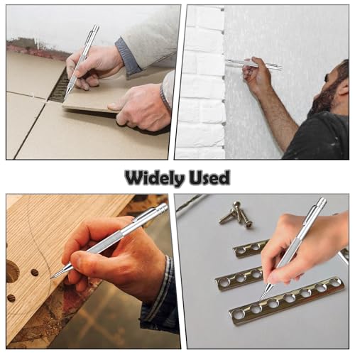 PBUSPU 3 Stück Wolframcarbid Stift, Anreißnadel Hartmetall mit Magnet,12 Ersatz Red Hat Markierspitzen für Glas Metallblech Keramik und Gehärteten Silber Carbide Pen