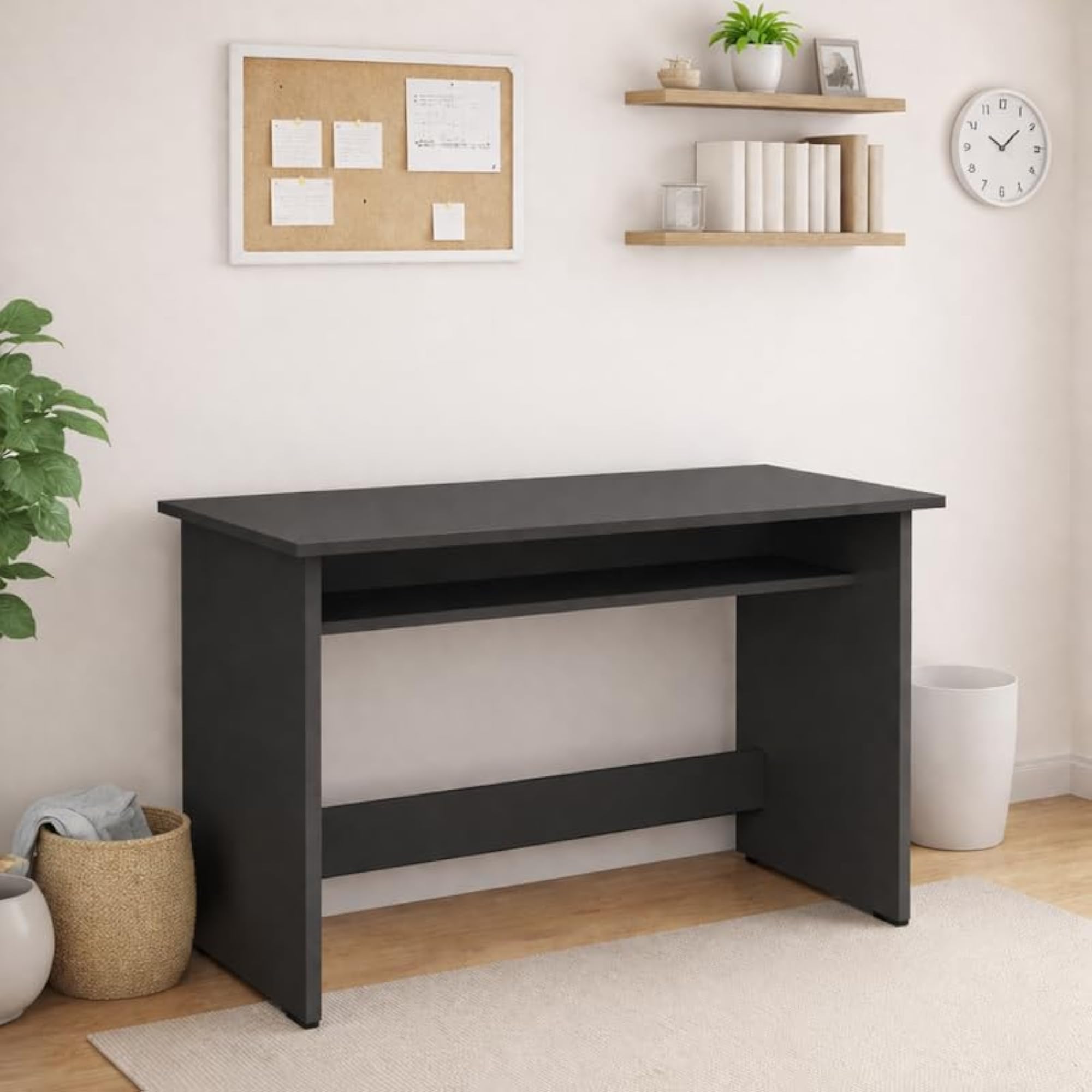 Wooden Computer Desk with Storage Shelf for Home & Office