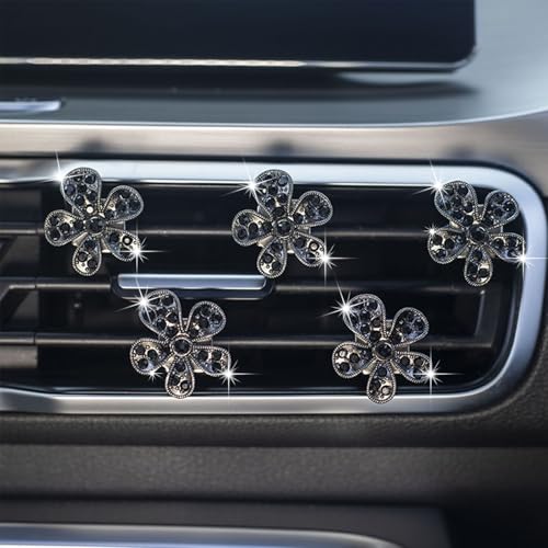 Image of 5 Pcs Car Vent Clip,Bling Flower Air Fresheners Vent Clips,Car Diffuser Rhinestone Car Interior Decoration Charm Accessories