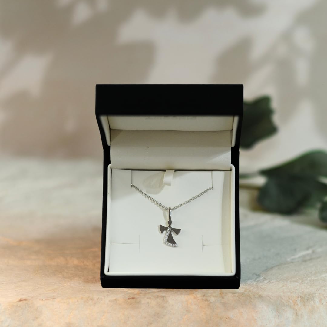 Schutzengel Kette Silber 925 Mädchen | Engel-Anhänger Halskette | Kinder-Schmuck Erst-Kommunion Tauf-Geschenk Kommunionsgeschenk Konfirmation Firmung Geburt Taufe | Silberkette Kinderkette Taufkette