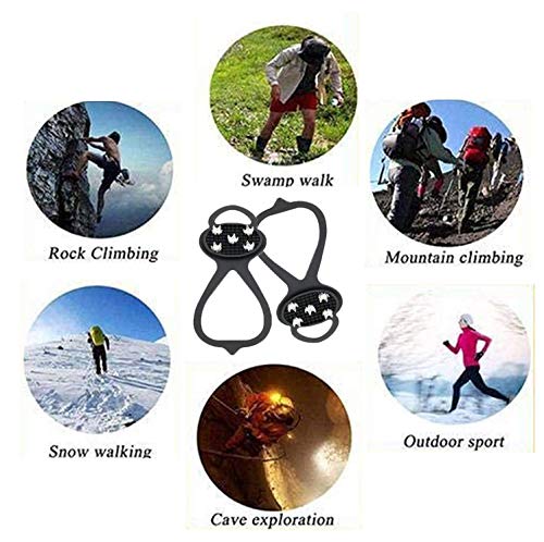 TOW Universal Non-Slip Gripper Spikes,Mountaineering & Ice Climbing Crampons， Ice & Snow Grips, Adult Kids Ice No Slip Snow Shoe Grips Cleats, Ice Grippers for Shoes and Boots - Thumbnail 4