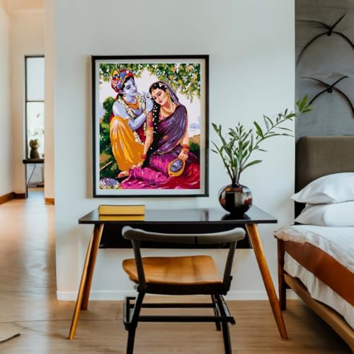 Image of Whattacraft! Paint by Numbers for Adults and Kids | Premium Painting Kit in Gift Packaging| Rolled Canvas | Do-it-Yourself Wall Decor | DIY | Radha Madhav 40x50