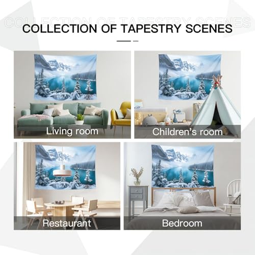 Tapiz de lago de montaña azul para decorar la sala de estar y transformar tu dormitorio 5