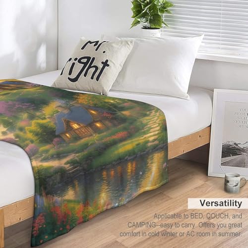 Couverture de canapé douce en flanelle de paysage 150x200cm pour soirées cocooning