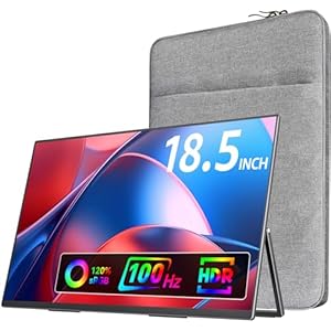 VisionOwl Large Portable Monitor-18.5 Inch Computer Gaming Display 100Hz 120% sRGB FHD 1080P USB-C HDMI IPS Screen for Laptop MacBook Surface PC PS4/PS5 Xbox with Kickstand VESA Mountable Speakers
