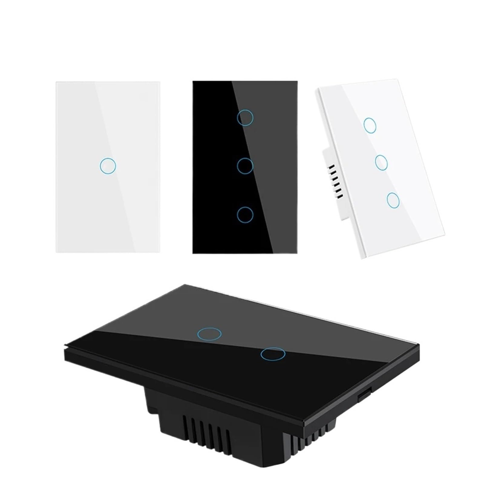 Interruptor de luz inteligente sin cable neutro Smart Life 1/2/3 Gang Work (1211ZC-BLACK-02)