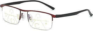 Far and Near Dual-Use Reading Glasses, Sapphire High Hardness Anti-Blue Progressive Reading Glasses (Red,+2.00)