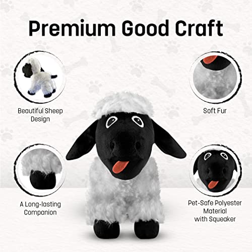 Fga Marketplace Black Sheep Plush Toy- Entertaining Plushy Lamb, Suitable For Small To Medium-Sized Dogs - Made With Soft, Highly-Durable, & Pet-Safe Polyester Material (With Squeaker) #TOP1