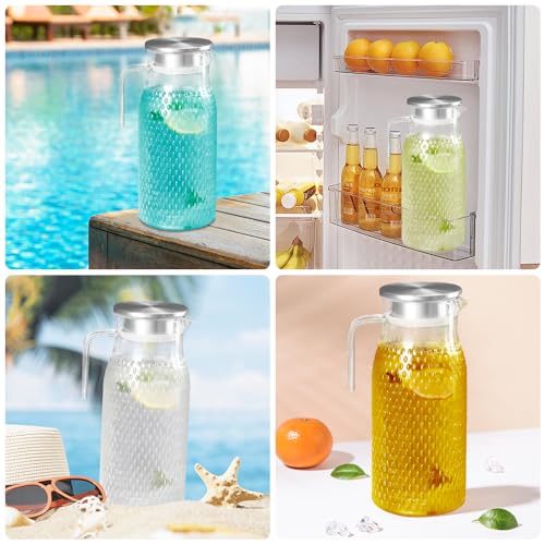 Miniatura 5 de 2pcs Jarra De Agua De Plástico De 1,6 L Con Tapa Y Asa De Acero Inoxidable, Jarra De Acrílico Para Zumos, Transparente Jarra De Agua Para Agua De Nevera, Irrompible, Fácil De Limpiar 1,6 L