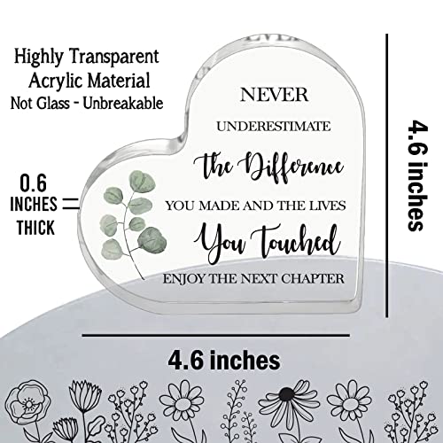 Coworker Gifts For Women Men, Never Underestimate The Diffefence, Retirement Gifts New Job Leaving Gifts For Coworker Boss Leader Colleague Friends Acrylic Heart Keepsake #TOP1