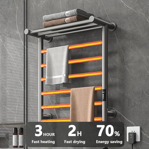 Aquecedor De Toalhas Elétrico, Toalheiro Multicamadas, Aço Inoxidável, Com Painel De Controlo LED, T