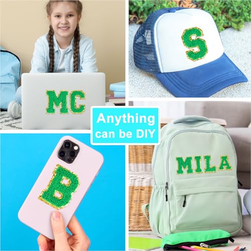 ASTARON 52 Pcs Self Adhesive Letter Patches Chenille Letters Stickers, A-Z Embroidered Applique Patches Alphabet Cloth Patch for Clothes, Bags, Hat, Phone Case, DIY Accessories (Dark Green) by ASTARON - Image 4
