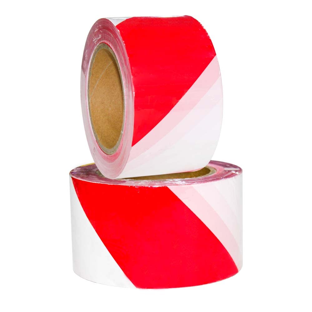 2 Pcs Non-Adhesive Barrier Tape -Red and White | 3" (75mm) x 200 Meter Barrier Tape | Caution Tape Roll for Cordoning Off Areas | Red and White Plastic Barrier Fencing Caution Tape