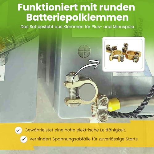 10er Set Offgridtec® Batteriepolklemmen Set Plus und Minus für Autobatterie Batterieanschlussklemmen