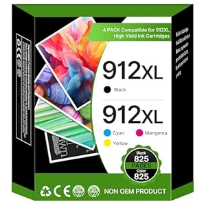 912XL 912 XL Druckerpatronen Multipack Kompatibel für HP 912 XL Schwarz für HP OfficeJet Pro 8020 8024 8022 OfficeJet 8012 8010 8013 8014 8015 8017 8021 8023 8025 (4er-Pack)