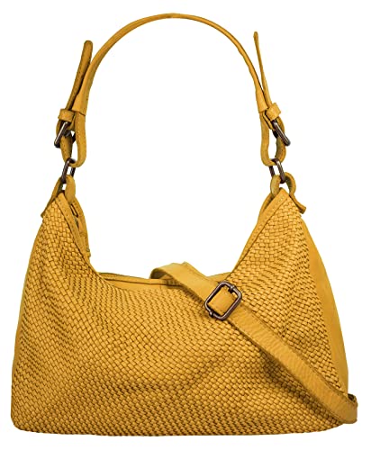 Samantha Look Shopper Echt Leder Damen | Made in Italy, Trendiges Flechtdesign, Smartphonefach | 021416