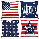 Hongsome 4th of July Throw Pillow Covers 18x18in Set of 4,Patriotic Pillow Case for...