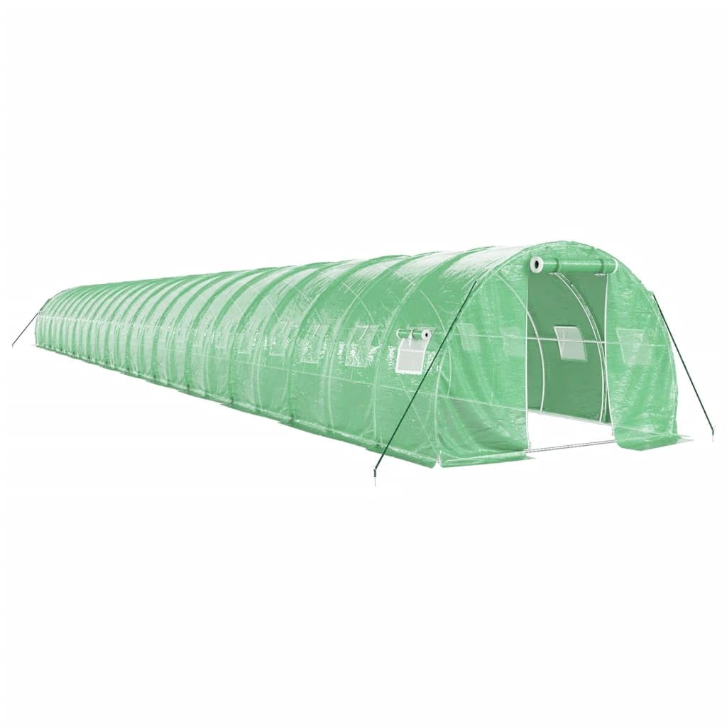 Homgoday Invernadero con Estructura de Acero Verde 72 m² 24x3x2 m, Invernadero Caseta Jardín Terraza Plantas Semilla Cultivo Huerto Verduras Cubierta Casero