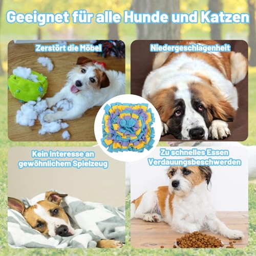 ZocRjvN Schnüffelmatte Hund, Schnüffelteppich Hund Für Kleine Und Mittelgroße Hunde, Spielzeug Zur Geruchsschulung Und Stressabbau, Ideal Für Reisen Und Zuhause, In Seeblau