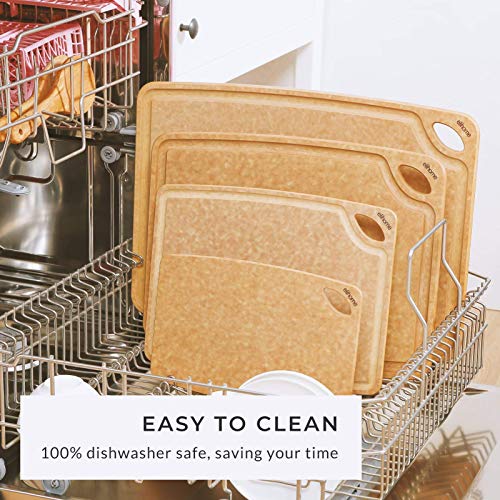 Premium Elihome Medium Cutting Board For Kitchen- Natural Wood Fiber Composite, Dishwasher Safe, Eco-Friendly, Juice Grooves, Non-Porous, Reversible, Bpa Free, Made In Usa, 13"X 10"X 1/4” #TOP2