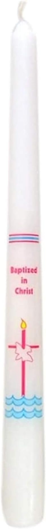 Baptismal Candle Baptized in Christ Catholic White Baptism Taper Candle, 10 Inch