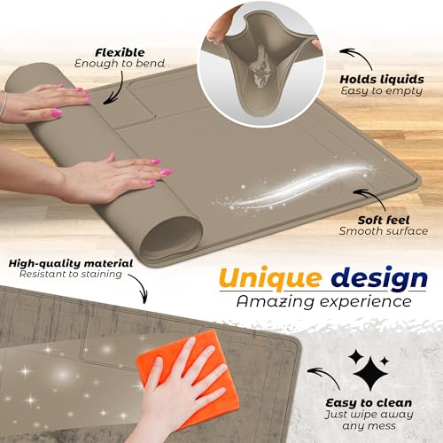 Image of The Original Under Sink Mat - Silicone Waterproof mat, Trimmable, Easy to Clean, Kitchen cabinet liner, Under sink protector mats, Drip Tray with Lip (Brown, 31 inch x 22 inch)