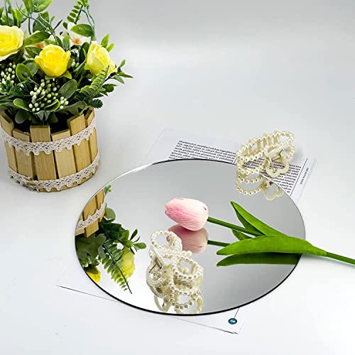 Darenyi 12 Inch Glass Round Mirror, Frameless Wall Mounted Mirror Self Adhesive Circle Mirror, Round Mirror Plate Trays For Home Bathroom Living Room #TOP3