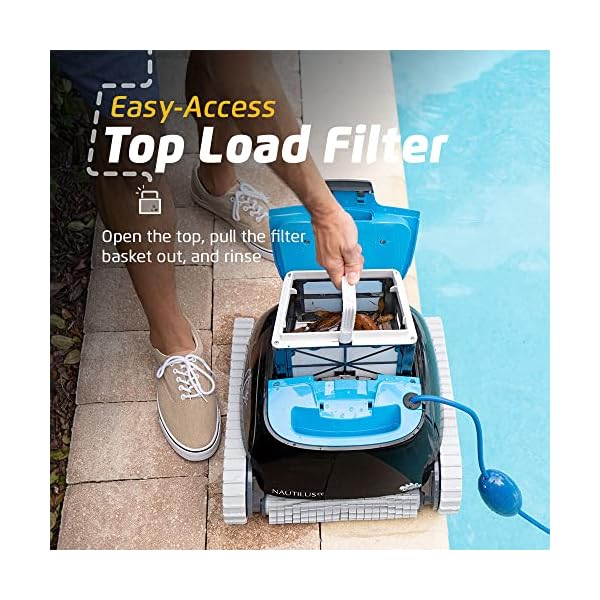 Dolphin nautilus cc automatic robotic pool vacuum cleaner wall climbing scrubber brush top load filter access ideal for abovein ground pools up to 33 ft in length  urban country home decor