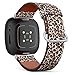 CJBROES Replacement Leather Watch Band, Compatible with Fitbit Versa 3 and Fitbit Sense of Wristband Bracelet Accessory - Animal Textile Design