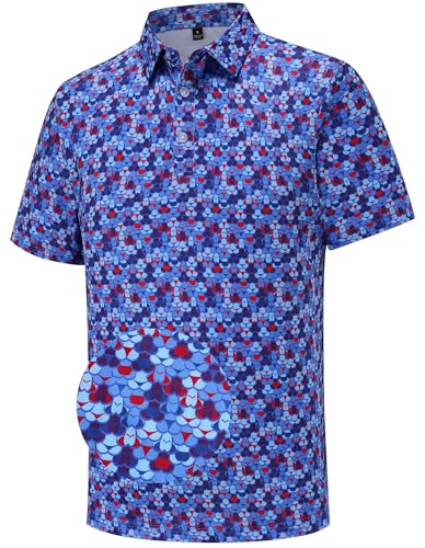 Mens Golf Polo Shirts Short Sleeve Moisture Wicking Dry Fit Performance Casual Funny Golf Polo Shirts for Men