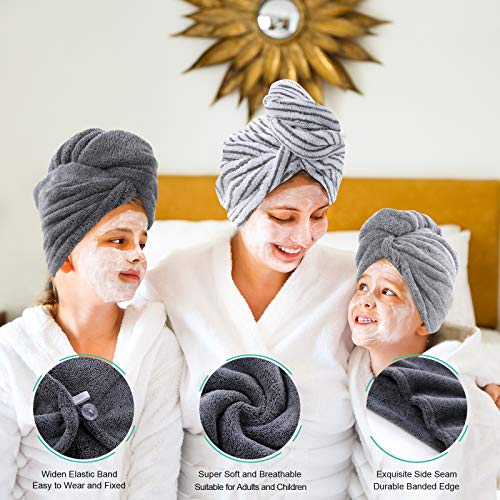 Microfibre Hair Towel Wrap, 3 Pack Hair Turban Towel 65x25 cm, Soft and Anti Frizz Head Towel, Super Absorbent Quick Drying Curly Hair Towel for Women Girl Wet Long Thick Hair - Image 3