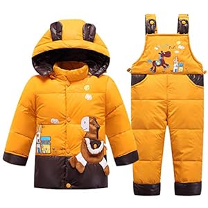 2 Stuk Baby Skipak Hooded Donsjack met Sneeuw Ski Slabbetje Broek Winter Snowsuit Unisex Outfit Set