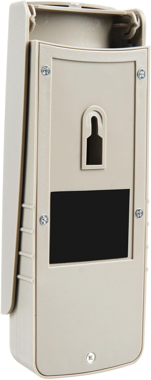 Lura view of the Garage Outlet Keyless Keypad showing mounting holes and battery compartment
