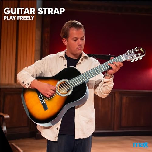 Image of MAX SoloArt 40-Inch Full Size Classical Acoustic Guitar Starter Kit for Beginners & Adults - Includes Gig Bag, Tuner, Guitar Strap, Extra Strings & Picks | Designed & Engineered in Netherlands